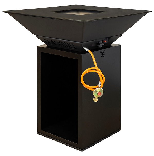 BigQube Feuerplatte M Gas Schwarz Seitenansicht